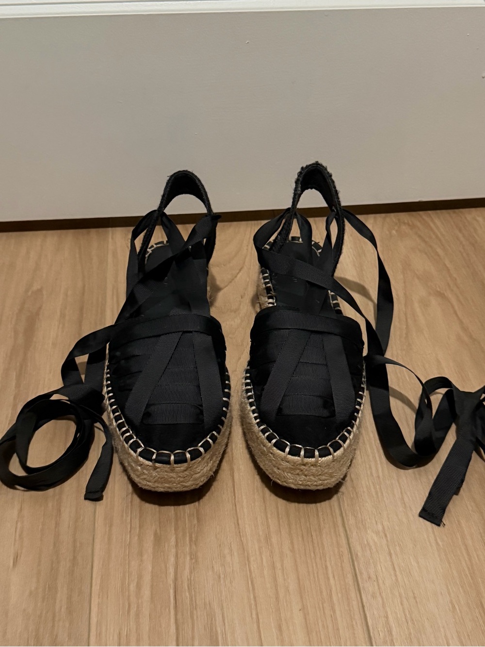 ASOS Black Lace-Up Espadrille Platform Sandals